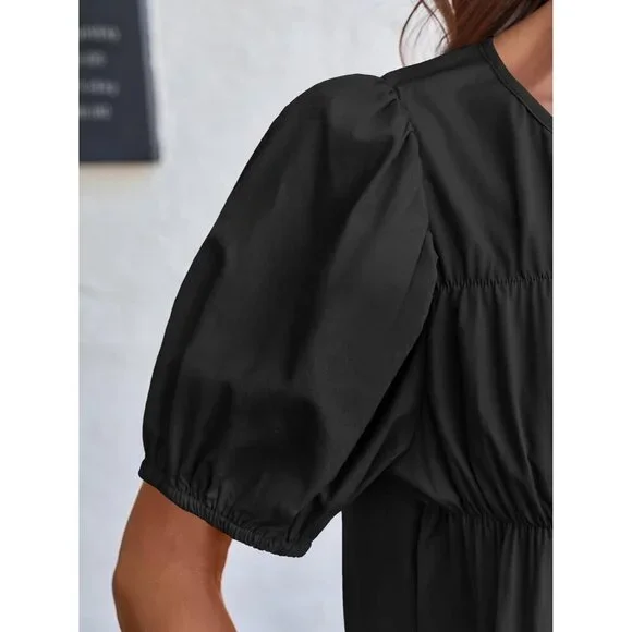 Women’s Cotton Puff Sleeve Babydoll Top Summer Casual Flowy Blouse Small - Picture 2 of 7